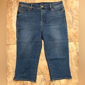 NWOT Talbots Cropped Capri Stretch Denim Jeans Rio Wash Women’s Size 14